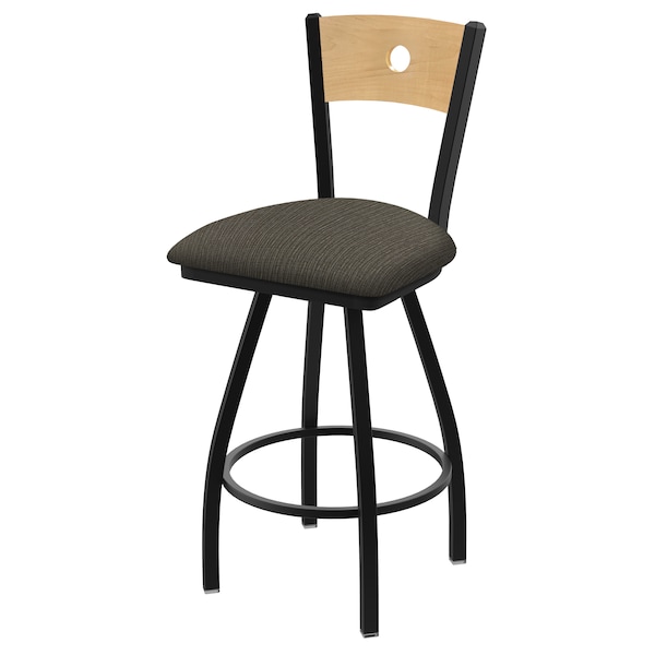 36" Swivel Counter Stool, Nickel Finish, Nat Back, Graph Chalice Seat
